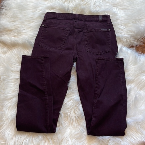 7 For All Mankind Skinny Jean in Dark Burgundy - Picture 6 of 7